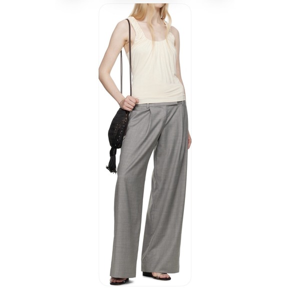 Belle The Label Pants - BELLE The Label Perennial Trousers Size 10 Medium Gray Wide Leg Wool Blend NEW